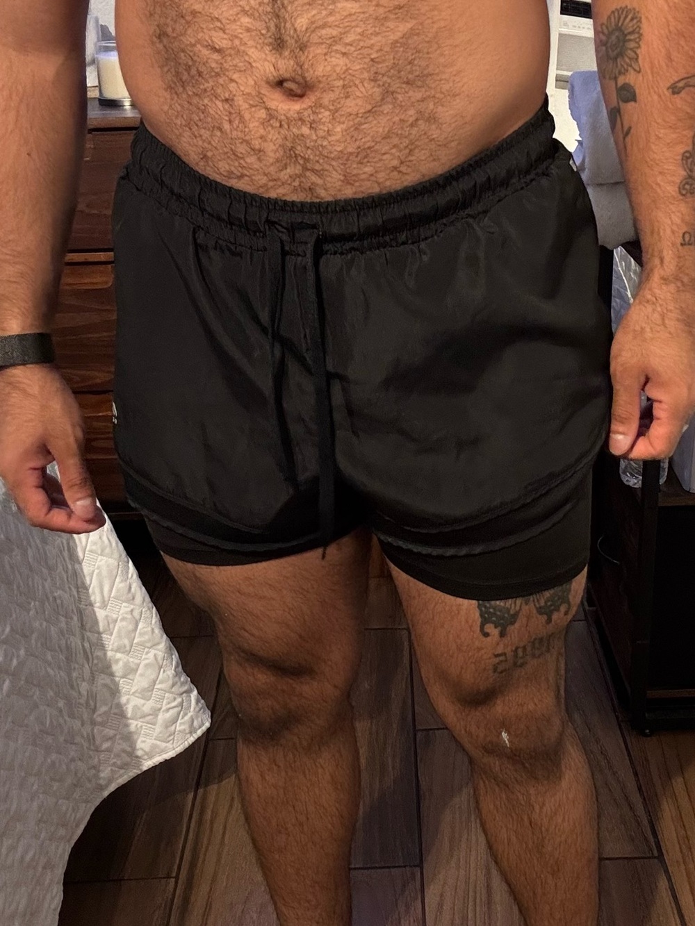 RBX Black Layered Athletic Shorts with Inner Compression